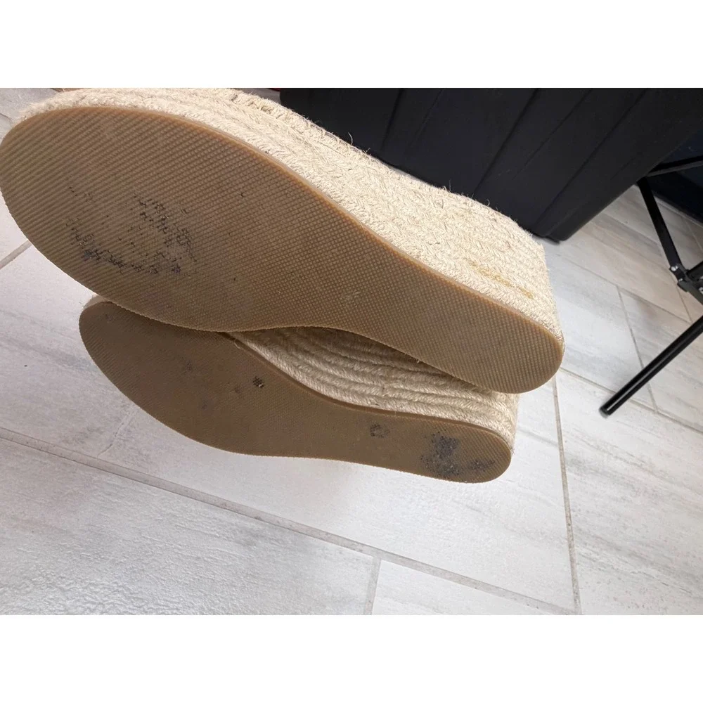 Soludos Grey Suede Espadrille Wedge Sandals Ankle Strap Platform Size 9.5